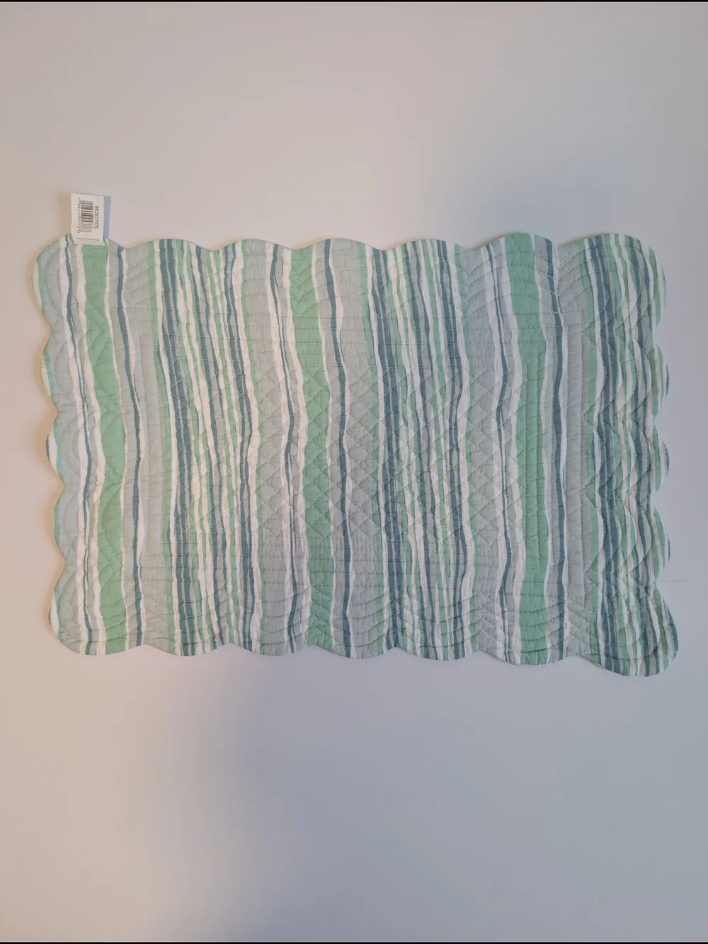 C&F Home Delray Beach Coastal Striped Quilted Placemat Mint Blue White